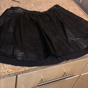 Mason Black Gathered Leather Skirt